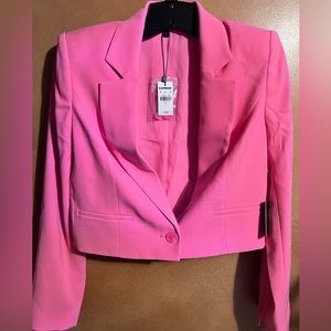 NWT hot Barbie pink cropped express blazer